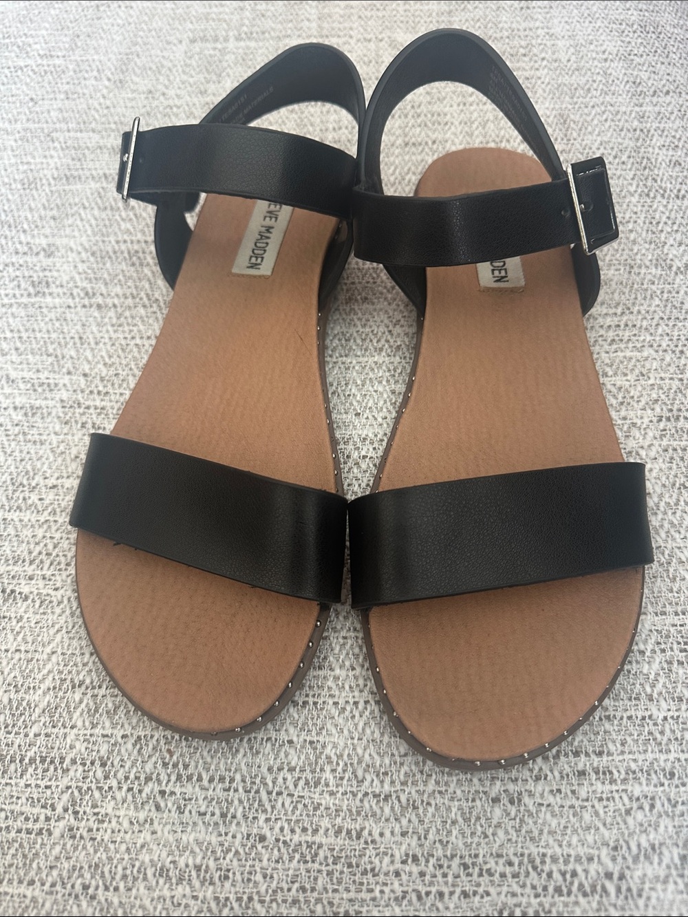 Steve Madden Black and Tan Double Strap Women's Sandals